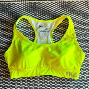 Neon yellow Fila running sports bra